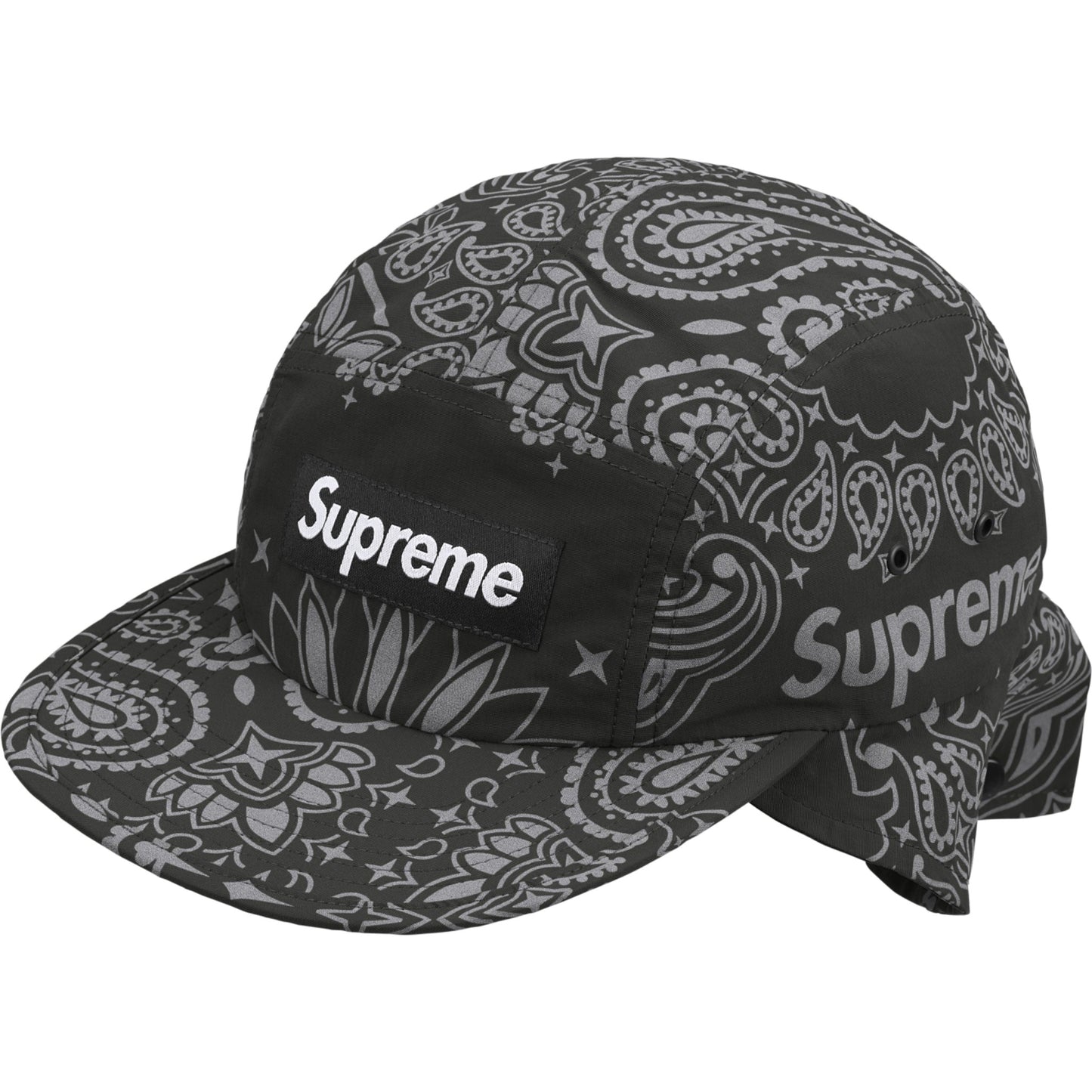 Supreme Reflective Bandana Sunshield Camp Cap "Black"