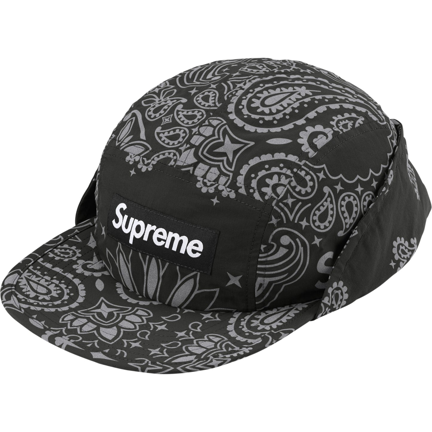 Supreme Reflective Bandana Sunshield Camp Cap "Black"