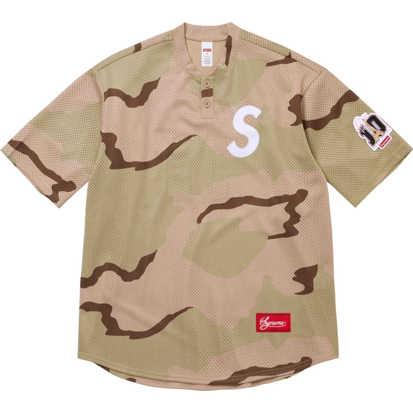 Supreme S Logo Baseball Henley "Desert Camo"