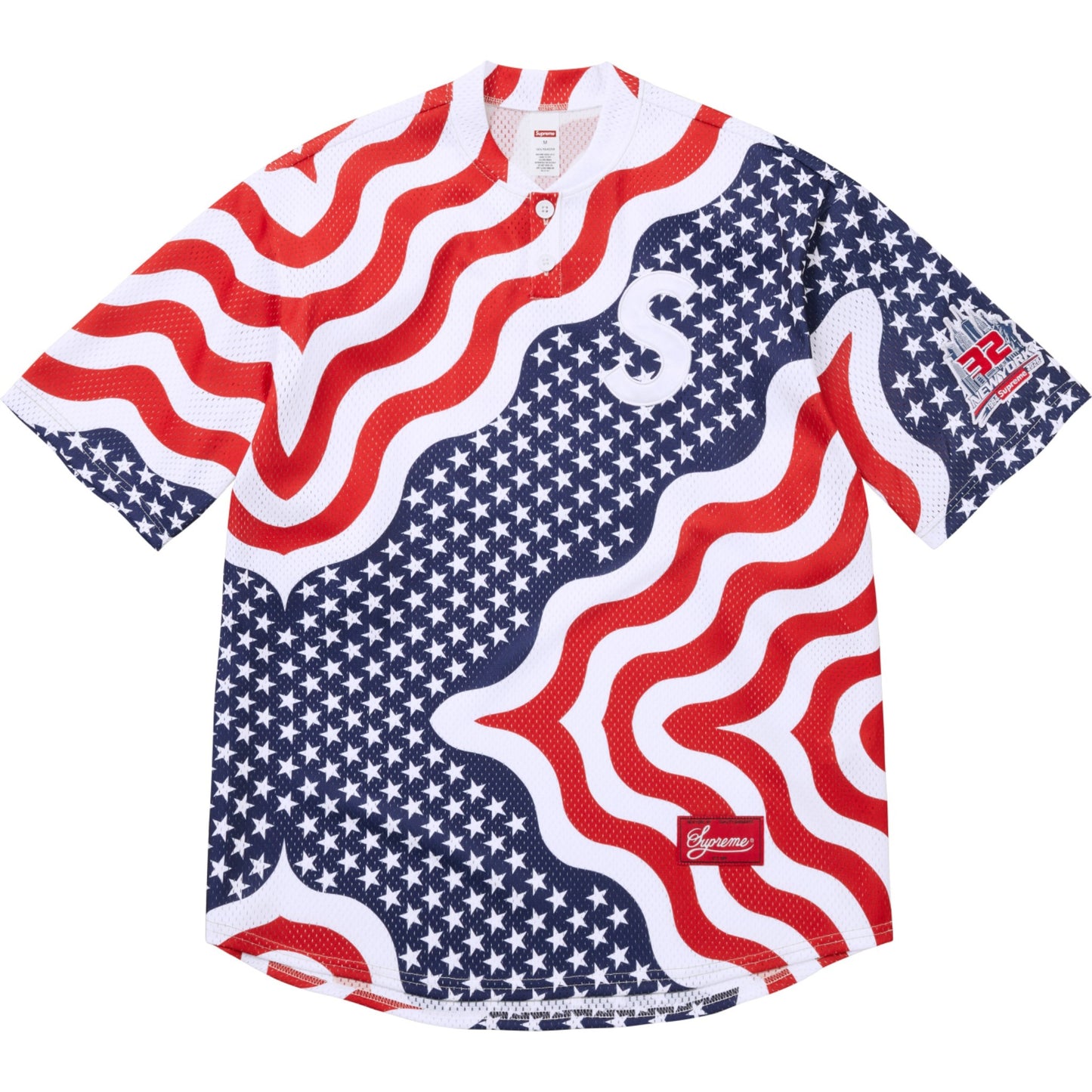 Supreme S Logo Baseball Henley "Flag"