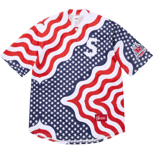 Supreme S Logo Baseball Henley "Flag"