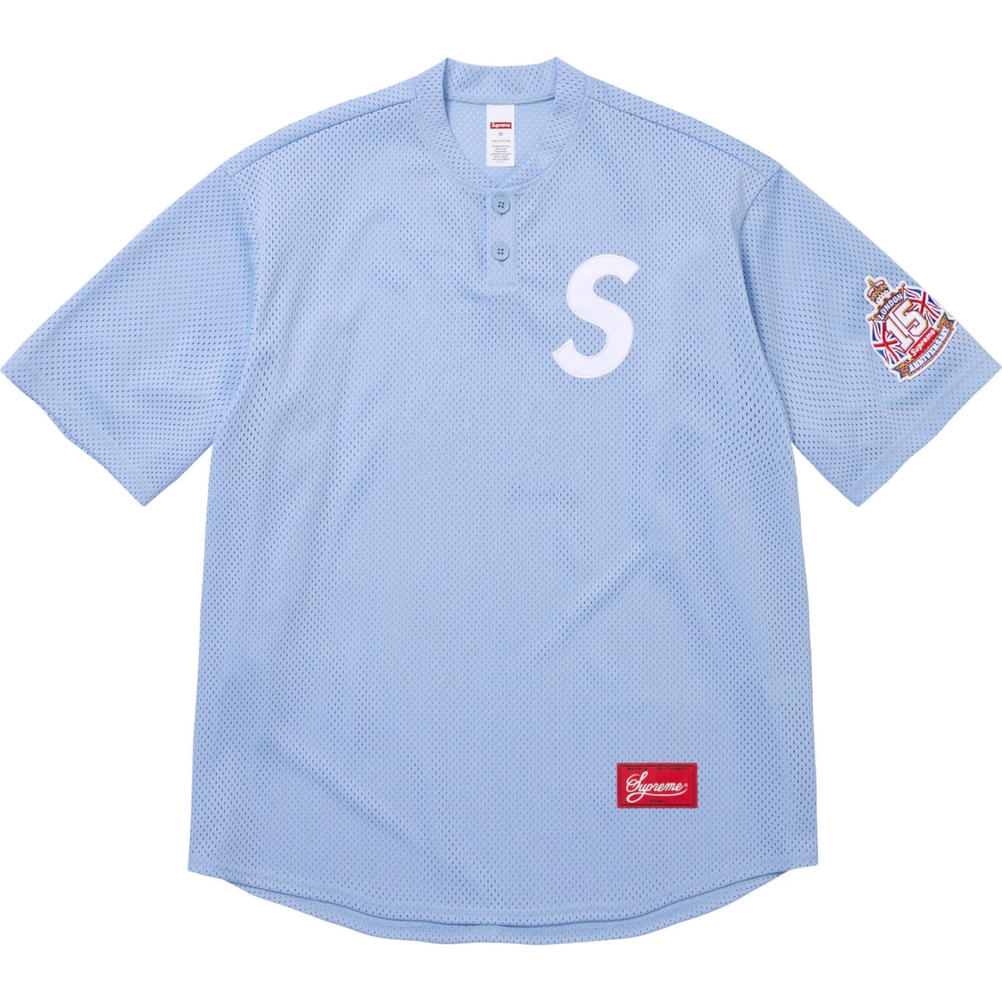 Supreme S Logo Baseball Henley "Light Blue"