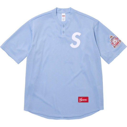 Supreme S Logo Baseball Henley "Light Blue"