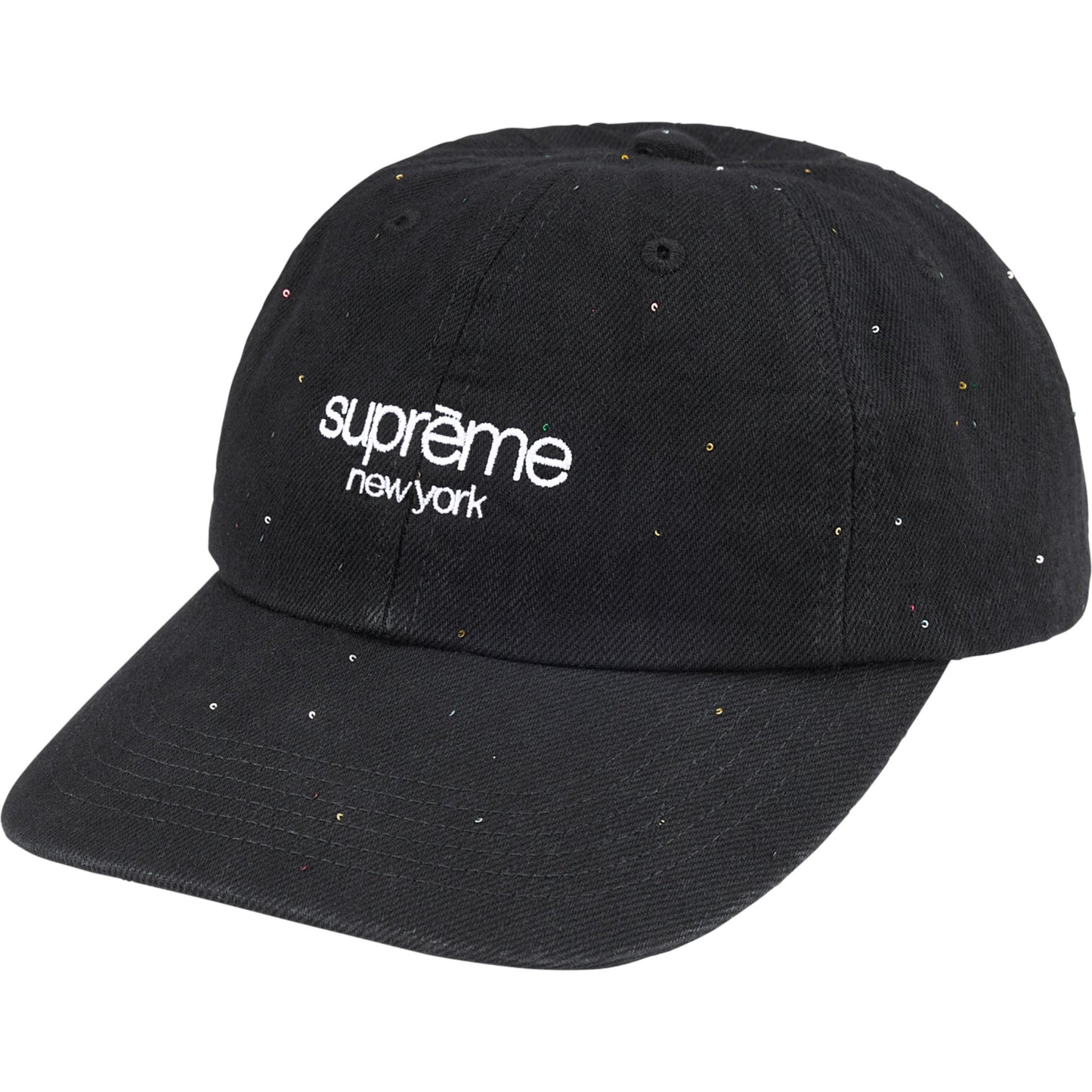 Supreme Sequin Denim Classic Logo 6-Panel "Black"