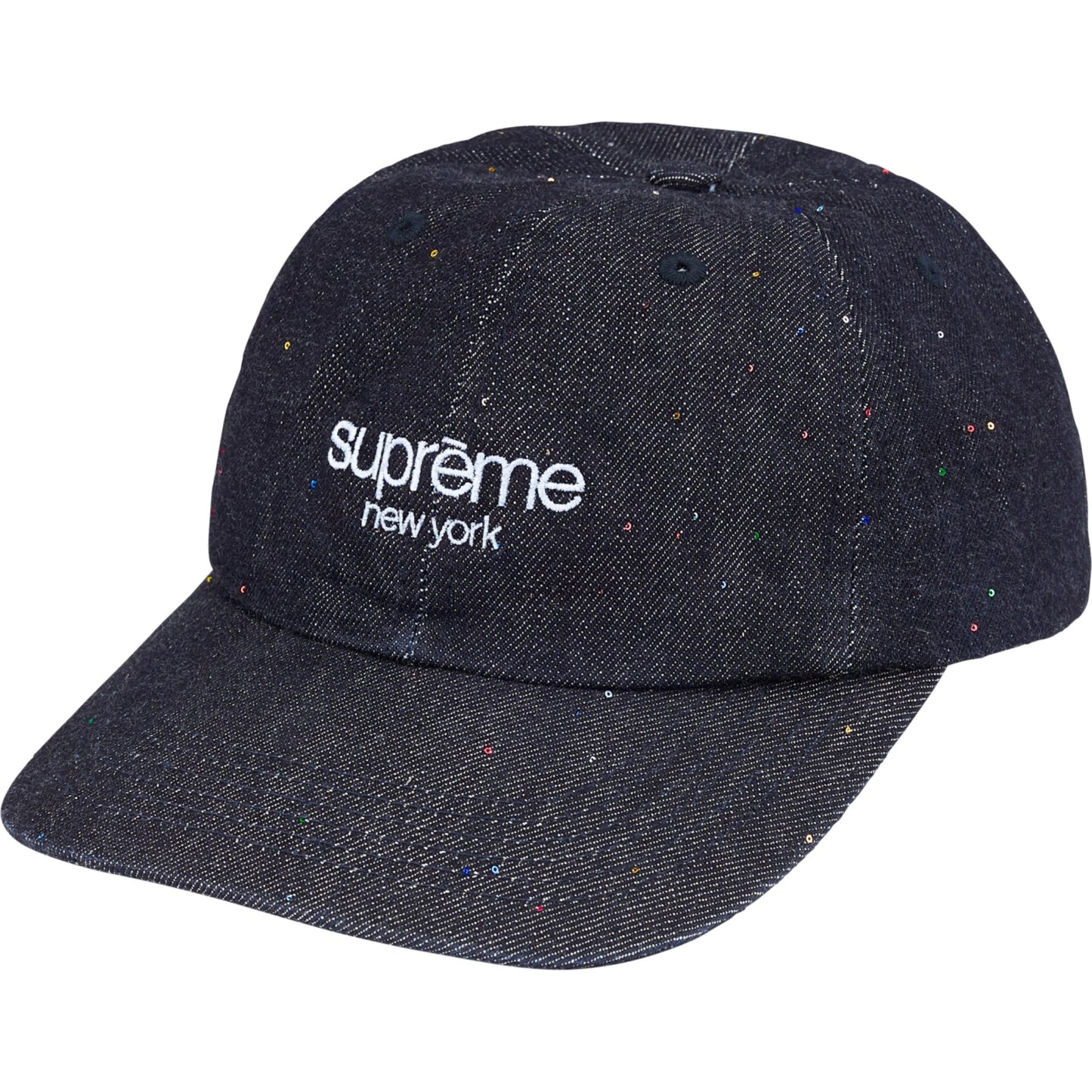 Supreme Sequin Denim Classic Logo 6-Panel "Indigo"