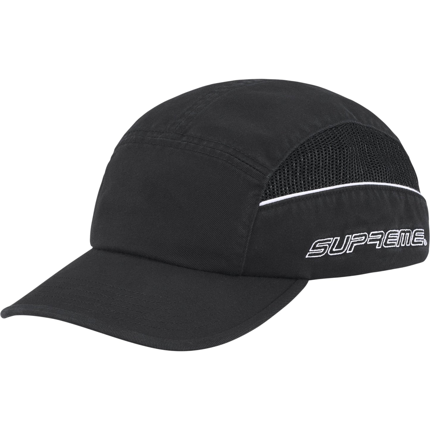 Supreme Side Mesh Piping Camp Cap "Black"