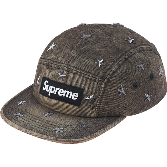 Supreme Stars Studded Denim Camp Cap "Washed Black"