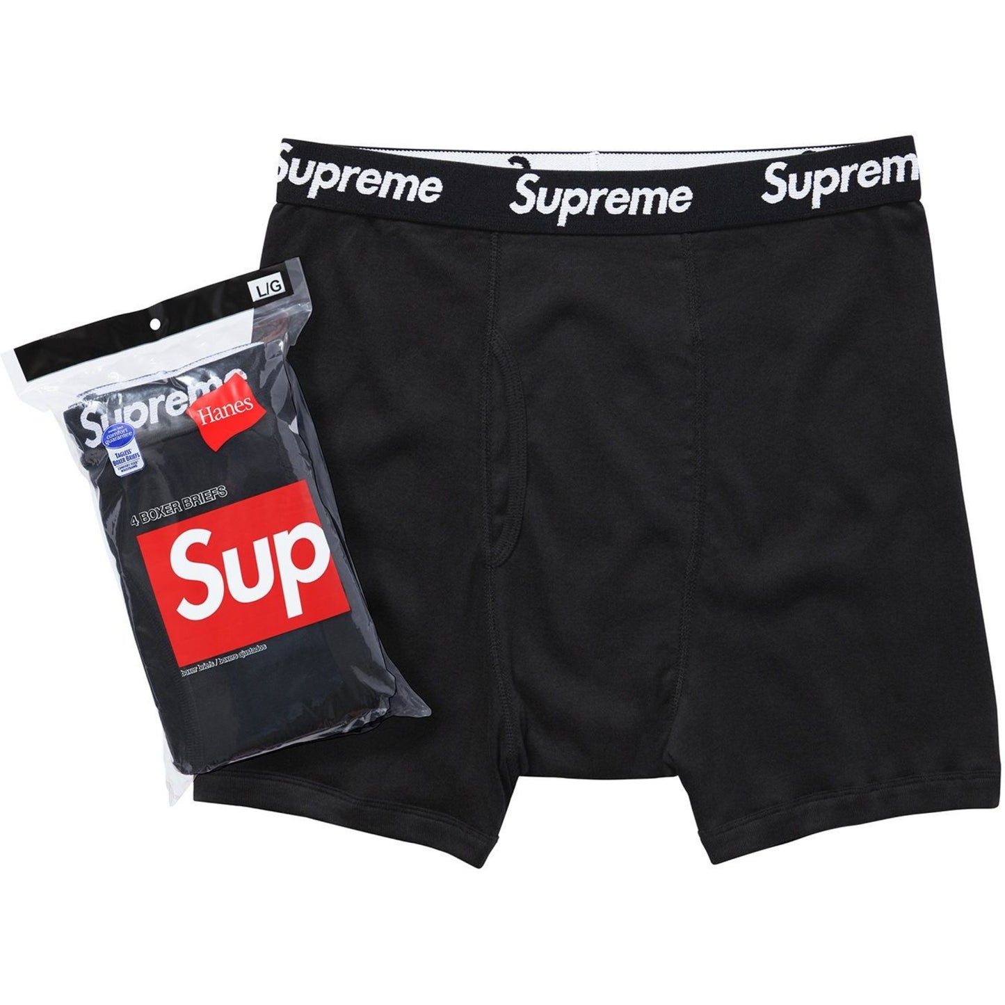 Supreme Hanes Boxer Briefs "Black" (4 Pack)