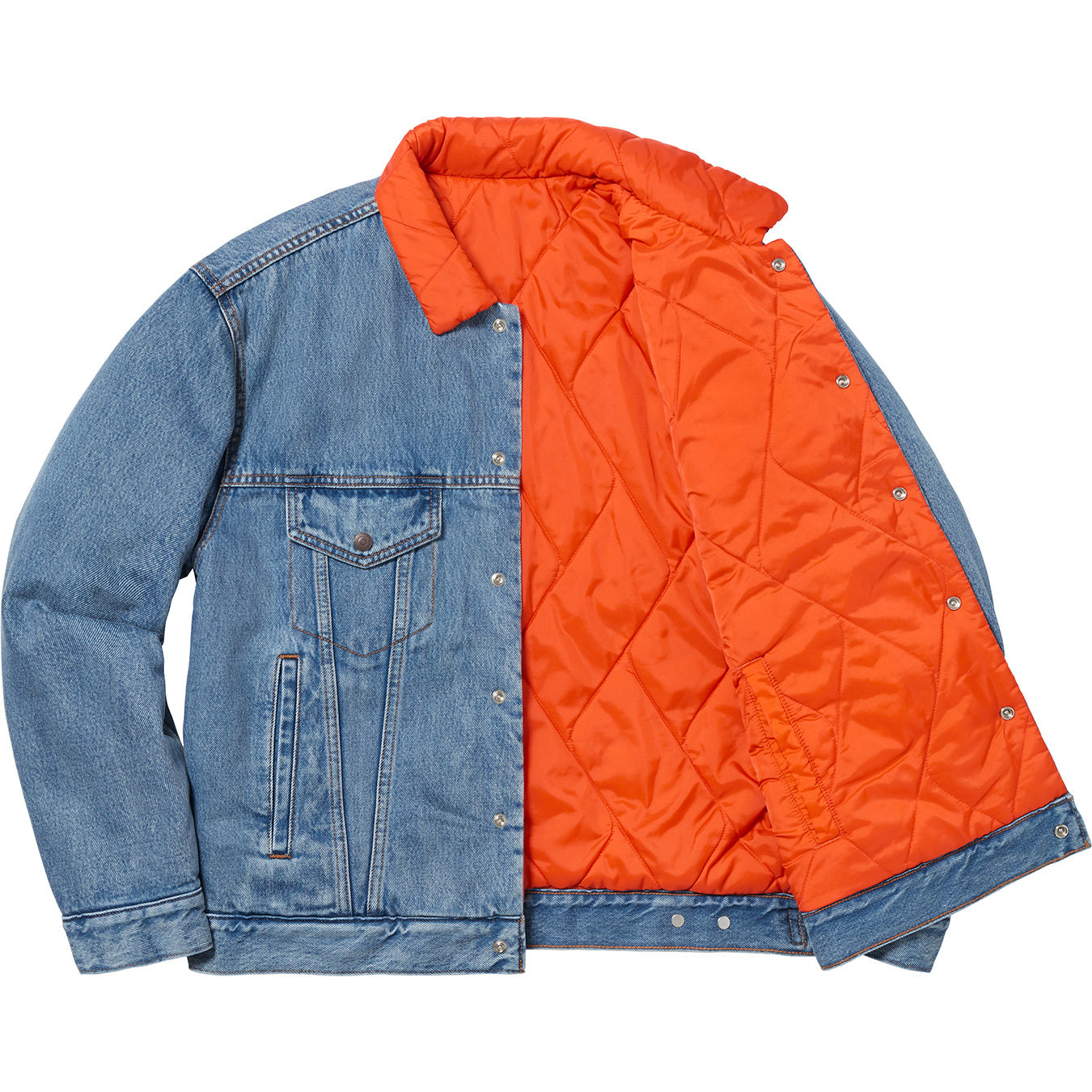 Supreme x Levi's Quilted Reversible Trucker Jacket "Blue/Orange"